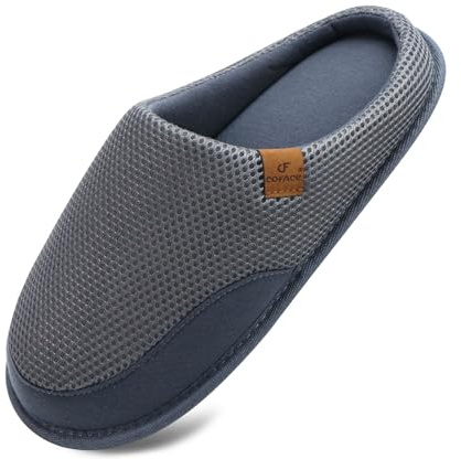 COFACE Chaussons Homme Hiver Chaud en Mousse à Mémoire Pantoufles en Feutre Pour Intérieur/Extérieur de Forme Chaussures Enavec Semelle Antidérapante en Caoutchouc Taille 46