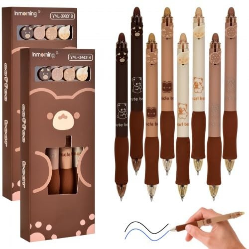 8 Stück Radierbarer Kugelschreiber Set, Tintenroller Radierbar Schwarz, Radierstifte Löschbare Gelstifte, 0.5MM Radierbarer Tintenroller für Studenten Geschenk, Schul Bürobedarf (Blau +Schwarz)