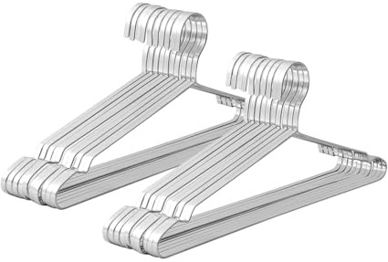 Jetdio 20 Pack Heavy Duty Extra Wide Stainless Steel Coats Hangers, 17.7” Strong Durable Metal Hanger for Heavy Garments, Sturdy Metal Rack for Shirts Jackets Trousers Pants Slack, Silver