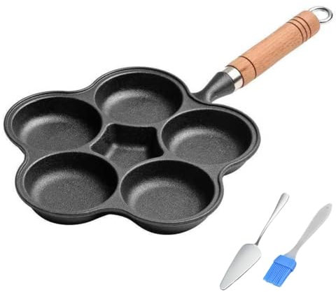 Fiorky Padella for uova in ghisa da 5 tazze, padella antiaderente for pancake con manico, padella for frittata for colazione, frittelle di uova fritte, bistecche