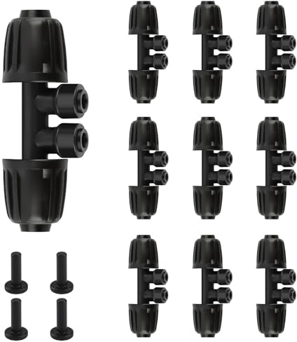 Kalolary 10PCS Barbed Tee Anschluss, Barbed Bewässerung Connector für 1/2'' a 1/4 con 4 Tapones, Racores Divisores 6 Vías con Púas para Tubos 12/16mm a 4/7mm