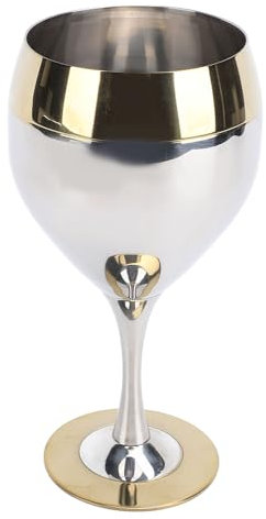 TOPINCN Unbreakable 304 Stainless Steel Wine Glass, Gold Rimmed Goblet for Travel Camping Pool Events for Red Wine Champagne Cocktails for Outdoor and Indoor Use