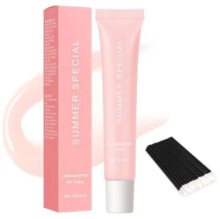 Balsamo Labbra Summer Butter Lip Gloss - Idratante E Lucidante Istantaneo, Cura Lenitiva per Labbra Secche E Screpolate, Maschera Labbra Tintata Con 50 Pennelli - Vegan E Naturale - #4Cake