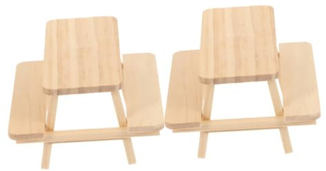 BESTonZON 2st Mini-Tisch Und Stuhl Aus Einem Stück Puppenhaus-Miniatur-couchtisch Aus Eisen Miniaturtisch Und Stühle Mini-picknicktisch Puppenbank Puppenhaus-couchtisch Puppenmöbel Holz