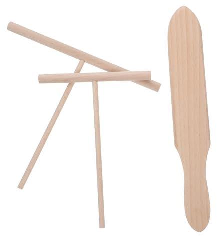 Cabilock 3pcs Crepe Spreader Stick Spatula Kit Wooden Pancake Tool Kitchen Utensil for Crepe Pancake Making
