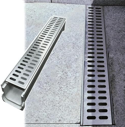 Kit di drenaggio in resina per drenaggio efficiente del paesaggio residenziale, griglia rimovibile, filtro per acqua piovana lungo la strada, grondaia, paraspruzzi, 100 x 15 x 25 cm