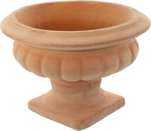 FRANK FLECHTWAREN Ciotola Pflanzschale mit Fuß, Terracotta, Schwere Qualität, Wasserablauf, Innen- und Außenbereich, Ø 32 x 23 cm
