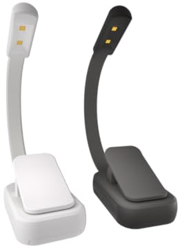 Lucarni Book Light,Reading Lights for Books in Bed,AAA Battery Clip-On Led Reading Light with 3 Colors & Stepless Dimming,Portable and Ultra-Lightweight with Long Runtime(WH BK)
