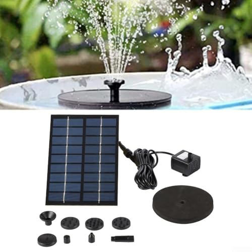 Solar Fountain Pump for Bird Bath, 2 W Upgraded Solar Water Pump with 6 Nozzles for Bird Bath, Outdoor Pond, Patio Garden and Fish Tank