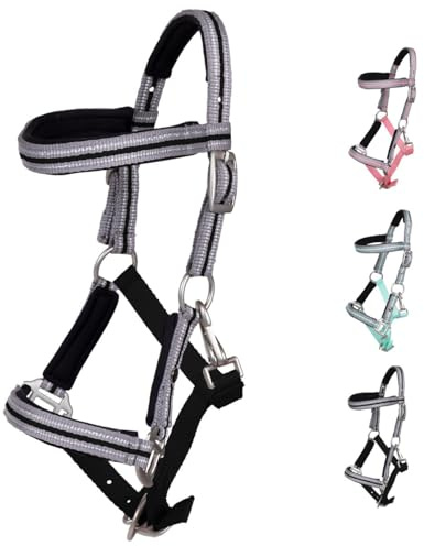 NETPROSHOP Fohlenhalfter Flore mit Stirnband weich gepolstert und verstellbar Falabella Shetty Pony Full, Groesse:Fohlen Shetty, Farbe:Schwarz
