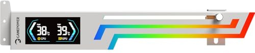 GAMEPOWER Heatsync ARGB LCD Grafikkartenhalterung Weiß, GPU Halter mit Echtzeit CPU/GPU Temperaturanzeige, 2,64 Display, 5V 3-Pin ARGB Synchronisation, Metallkonstruktion, verstellbar