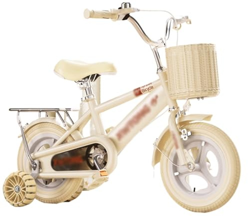 YBNKKUXKN Fahrrad Kinder Kinderfahrrad for Mädchen und Jungen, 12–20 Zoll, Fahrrad mit Korb, Stützräder, Anfängerfahrrad mit Doppelbremsen, verstellbarem Sitz kinderfahrrad(Blanc,14in)