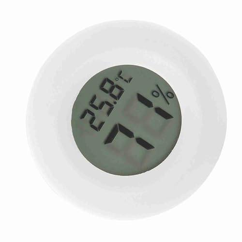 KIMISS Mini Digital LCD, Thermometer Hygrometer Pet E Ic Humidity Round Shape Hygrometers Temperature Meter Thermo-Hygrometer for Incubators Indoor Reptile Breeding Box Greenhouse (White)