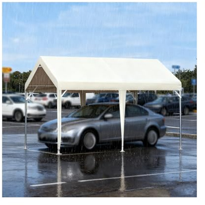 Robustes, Wasserabweisendes Carport-Zelt Mit Metallrahmen Für Traktoren, LKWs, Wohnmobile Und SUVs(White)