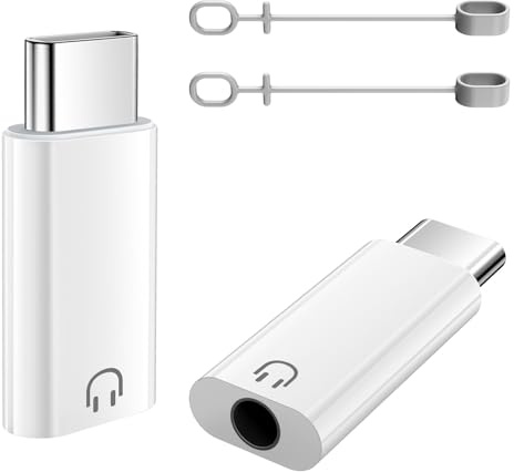 TiMOVO Adattatore da USB C a Cuffie Audio da 3,5 mm, Adattatore da Tipo C a Jack Cuffie Aux con Anello Anti- Perdita Compatibile con iPhone 17/16/15/iPad/Mac-Book, Galaxy S24/S23/S22, Bianco