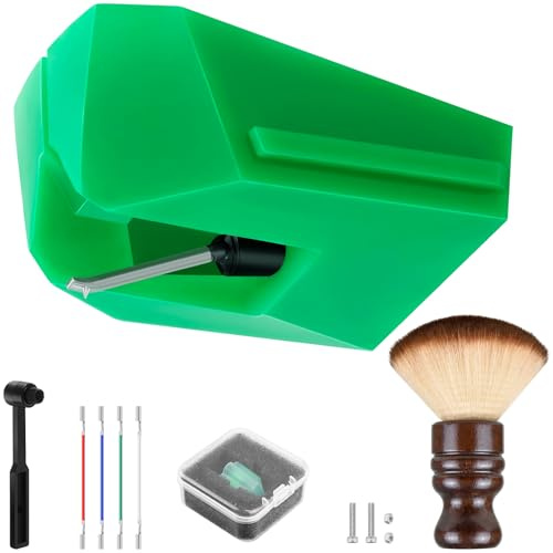 Replacement Stylus for AT-VMN95E, Elliptical Diamond Needle for AT-VM95E Cartridge, with Record & Stylus Brush, Compatible with AT-LP120XUSB, AT-LP120X, AT-LP5X, AT-LPW50