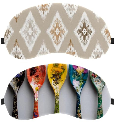 Colourful Various Herbs Spoons 2-Pack Light-Blocking Soft Breathable Sleep Mask Eye Patch Eye Cover