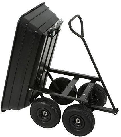 Varan Motors - TC1801 Carrello da giardino con cassone ribaltabile, carrello trasportatore, rimorchio a cassone carico massimo 250 Kg
