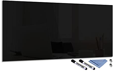 Glas-Magnettafel 50x100 Pinnwand Wand Zubehör Whiteboard Küche Office Büro Office Schwarz
