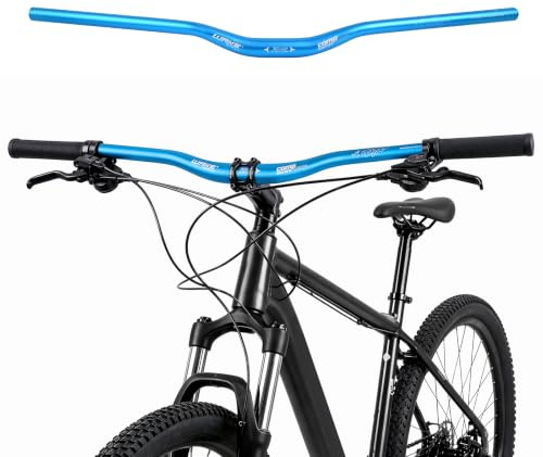 Wake Manubrio per bicicletta in lega di alluminio, ampio e extra lungo, per ciclismo in discesa, per mountain bike da strada, mountain bike, 31,8 mm x 720 mm (blu)