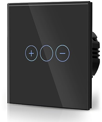 BSEED Dimmer Light Switch,Glass Touch Panel,LED Lights,No Neutral Wire Required,1 Gang 1 Way,86mm Black
