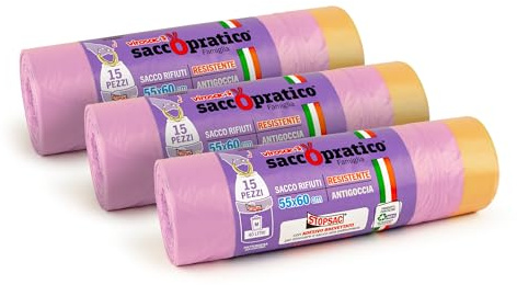 Virosac - Bolsas para reciclaje con prácticas asas extraíbles - Paquete de 3 x 15 bolsas