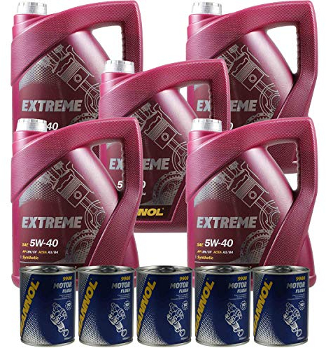 25L Motoröl MANNOL Extreme 5W-40 5x MANNOL Motor Flush ADDITIV