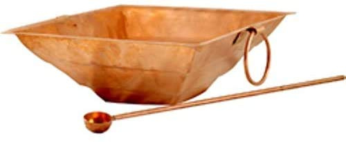 Spacetouch Copper Hawan Kund Traditional Indian Agnihotri Yagna Havan Kund Pooja Accessory 8 x 8 Size with Havan Spoon 10 Long Achmani Spoon