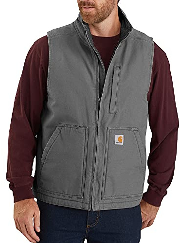 Carhartt Men's Washed Duck Mock-Neck Vest, Gravel, X-Large Tall