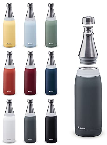 Aladdin Fresco Thermavac Trinkflasche Edelstahl 0.6L Slate Gray – Thermosflasche Auslaufsicher - Hält 10+ Stunden Kalt - Wasserflasche BPA-Frei - Thermoskanne Spülmaschinenfest