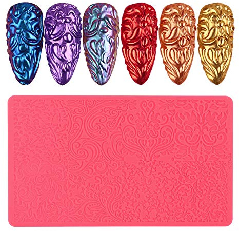 Nail Art 3D geprägte Druck Silikon Vorlage Schablonen-Nagelform Dekoration Kit Kreative DIY Professionelle Nagel Transfer Aufkleber Set Kunst Stamping Platten für Maniküre DIY Nail Art Malerei