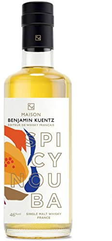 Maison Benjamin Kuentz - Whisky français Spicy Nouba - Whisky Single Malt - Épicé Fruité Boisé - Affiné en Ex-fût de Vermouth Italien, d'eau de vie de gingembre - 45% vol. Alcool - 70cl