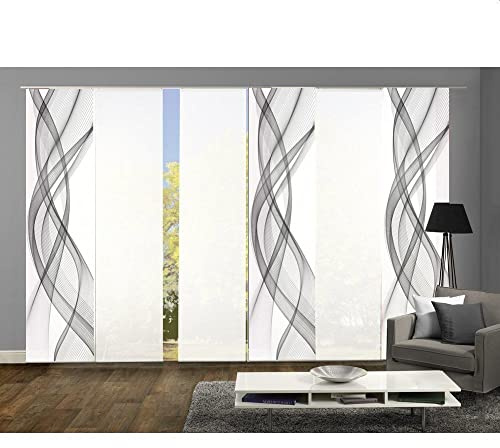 6er-Set Schiebegardinen (54147), MARIELLA, Höhe 245 cm, grau/weiss