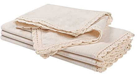 The Beer Valley Set of 4 Flax Lace Cloth Napkins 20x20 Inch - Natural