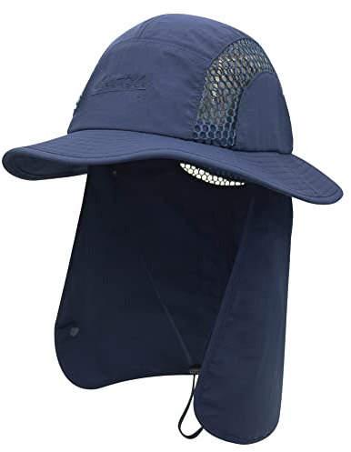 WANYING Unisex Safari Cap mit extra langem Nackenschutz Buschhut Sonnenhut Legionärskappe UPF 50+ UV-Schutz Atmungsaktiv für Camping Outdoor Größe 56-60
