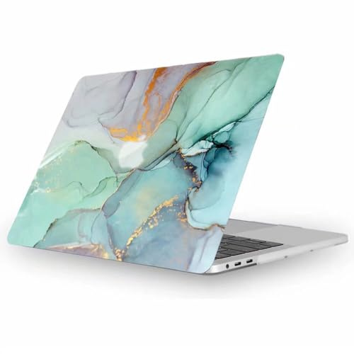 Fancity für MacBook Air 13,6 Hülle M5-M2 A3449 A3240 A2681 2024-2026 2022 | Gummierte Schlanke Harte Shell Schutzhülle für Luft 13.6 Zoll A3113 A2681 mit Touch ID, Stoßdicht & Wasserdicht, Marble Green