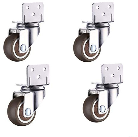 Ruedas giratorias móviles en forma de L, 4 ruedas giratorias pequeñas, ruedas giratorias de 360 ° para muebles, ruedas de carro en caucho, ruedas para cama de bebé con soporte de flores, pos