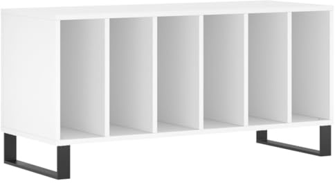 vidaXL Armoire à Disques, Support de Tourne-Disque, Armoire Latérale avec Rangement, Buffet de Salon, Moderne, Blanc Bois d'Ingénierie