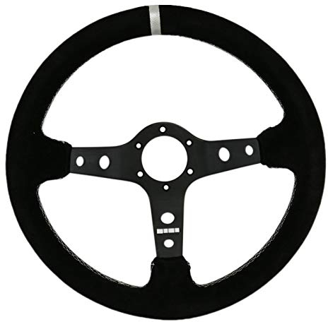 MOEENS Sportlenkrad,Lenkrad Auto-Lenkrad 14 Zoll 350mm Rennwagen Driftting Lenkrad Sport Veloursleder 14 Zoll mit Horn