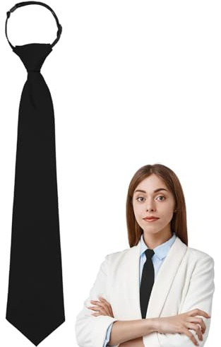 Luckyvestir Womens Black Tie, Ajustable Clip on Ties for Women, School Uniform Ties for Girls, 14 Women Acessory