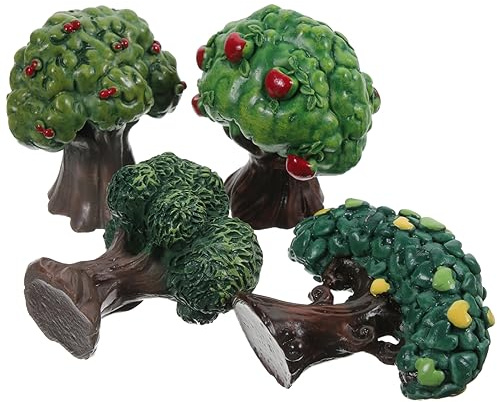 DIYEAH 4pièces Miniature Faux Pommiers Résine pour Décoration De Microlandscape Arbres Artificiels pour Modélisme Ferroviaire Et