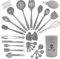 NestBlend Nonstick Grey Kitchen Utensils Set - 38 Pieces Kitchen Utensil Set - Kitchen Gadgets Cookware Set - Cooking Utensils Silicone Kitchen Set - Utensils Set with Holder Heat Resistant (Grey)