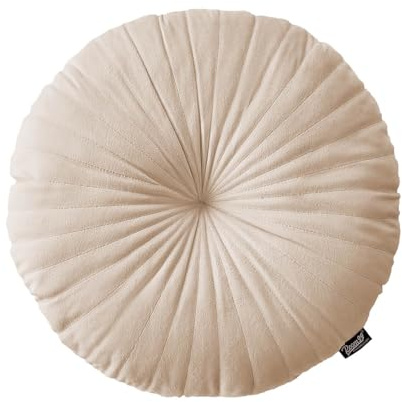 ROOM99 Milou - Cuscino rotondo, 45 cm, decorativo, in velluto, trapuntato, 1 pezzo