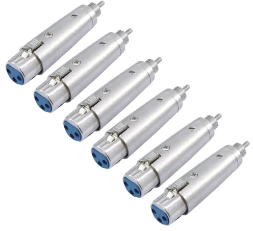 etc-shop XLR Stecker auf Cinch/RCA Adapter 3 polig Audio Mikrofon Anschluss, 6er Set