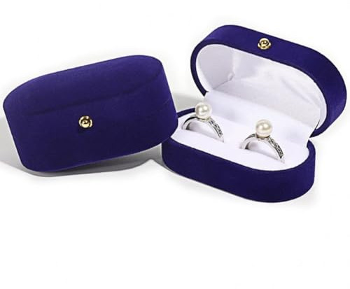Luxus Doppelschlitze Samt Ringbox 2pcs Oval Flip Jewelry Box Hochzeit Verlobungsring Organizer Ring -geschenkbox Packungsschachtel