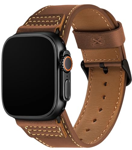 Wristitani Läderrem kompatibel med Apple Watch, 44 mm, 45 mm, 42 mm, 49 mm, 41 mm, 40 mm, 38 mm, för män, äkta läder, ersättningsband för iWatch, Ultra2, Ultra, serie 1–9, Se2, 42/44/45/49mm, Läder,
