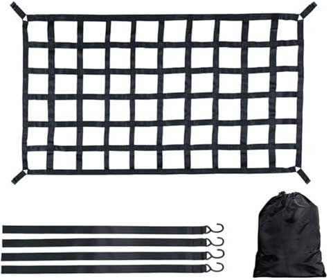 Zuasdvnk Ladeflächennetz, Schwere Ladenetze Pickup Ladeflächennetz Gepäcknetz Verstellbar Frachtnetz Ladenetz Organizer Netz Ladungssicherung für SUV Pickup Truck Anhänger 208 x 127cm