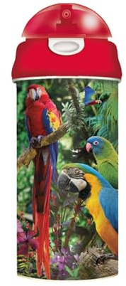 3D LiveLife Deluxebase Gourde lenticulaire 3D avec paille Motif perroquet Pandemonia 600 ml avec illustration originale de l'artiste renommé David Penfound