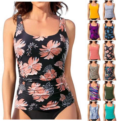 Generisch Damen Tankini Oberteil Bademode Badeanzug Strandbekleidung Swimwear Mode Beachwear Sporttop Frauen Bekleidung Alltag Bikini Große Größen Bademode Push Up Tankini Oberteil