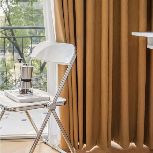 Beydodo Gardinen Verdunkelnd mit Ösen 96x138CM, Vorhänge Blickdicht 2er Set Französisch Einfarbig Braun Verdunkelungsvorhang Kinderzimmer Wohnzimmer Schlafzimmer